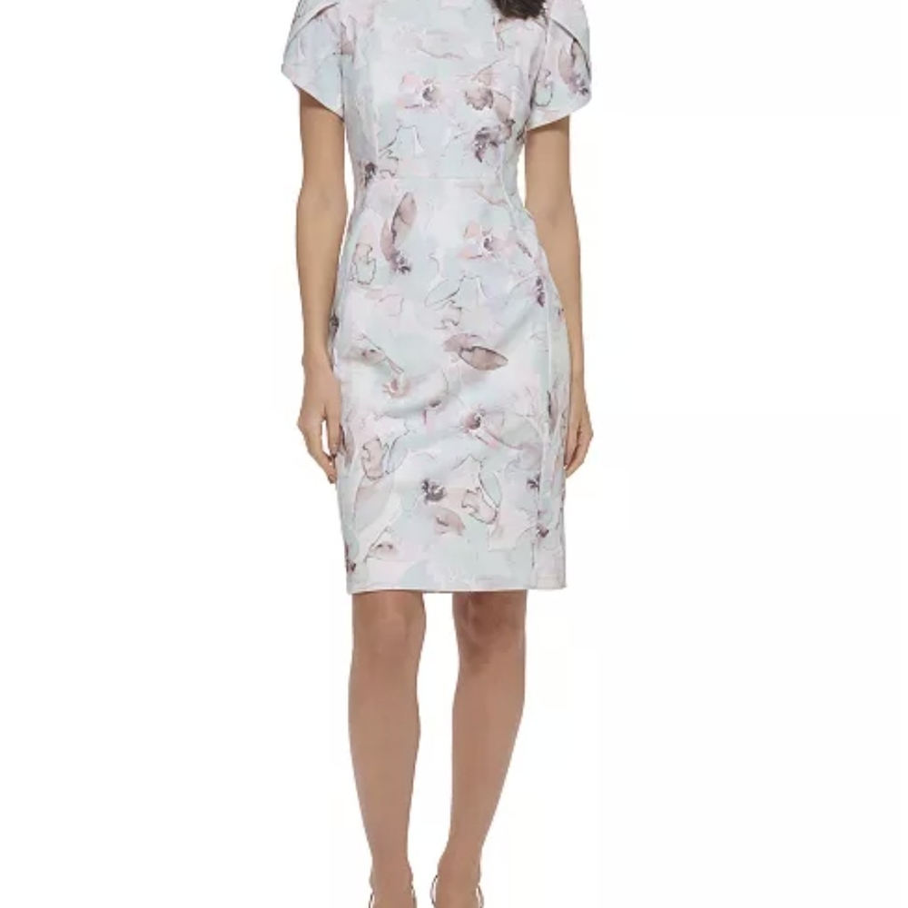 Calvin Klein Collection Light Blue Floral Midi Dress